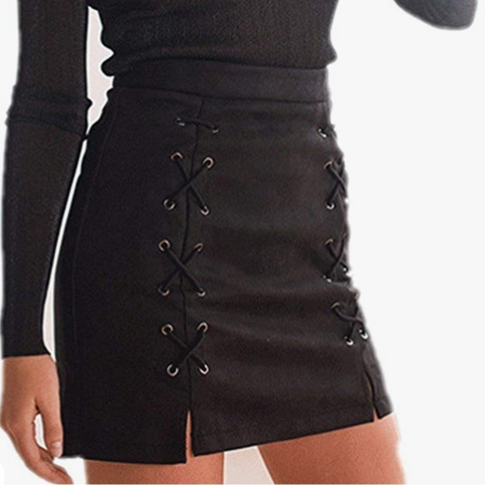 Back Suede lace up skirt